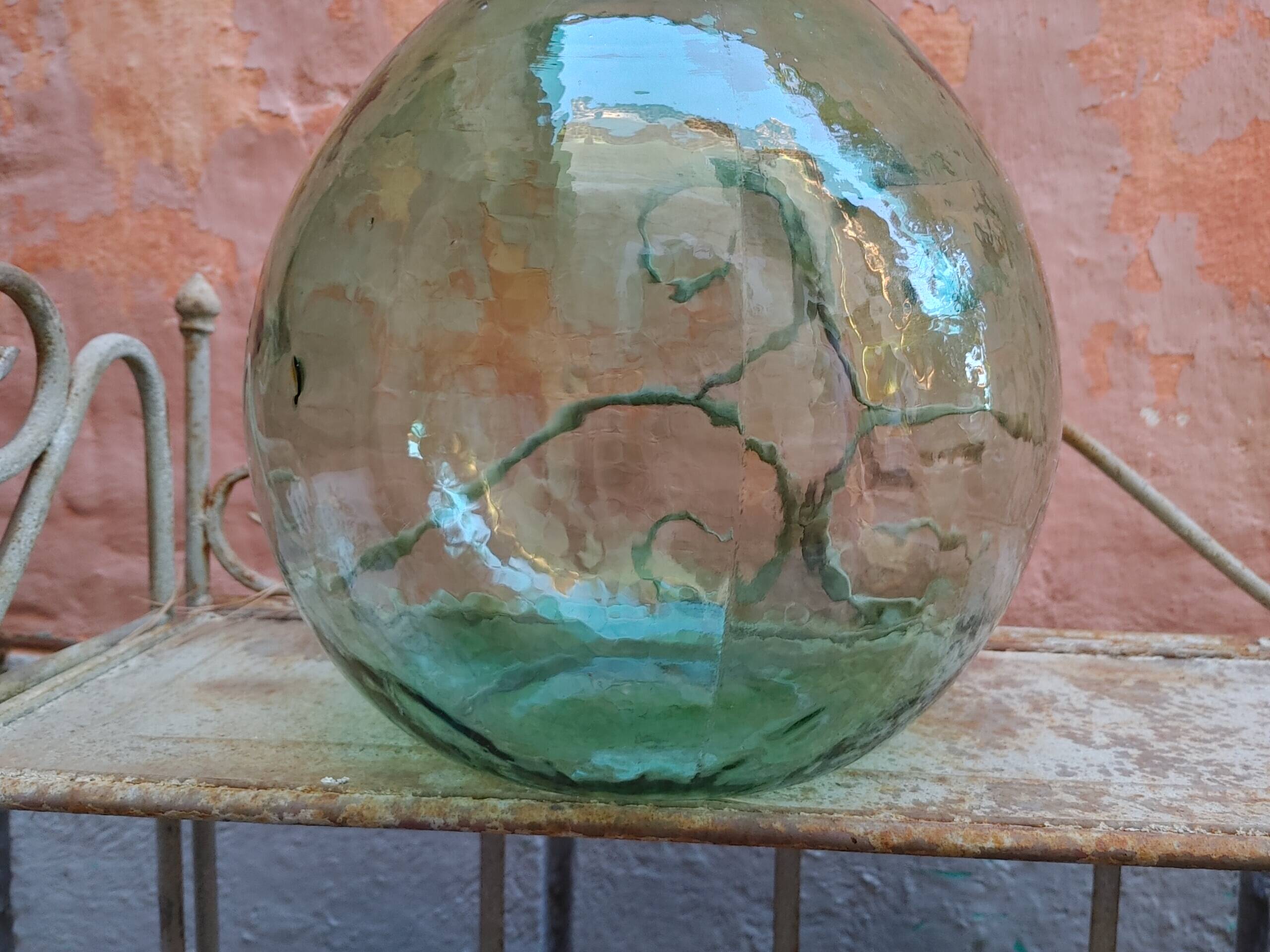 Demijohn old bubbled glass - 15 liters - height 42 cm ( c)