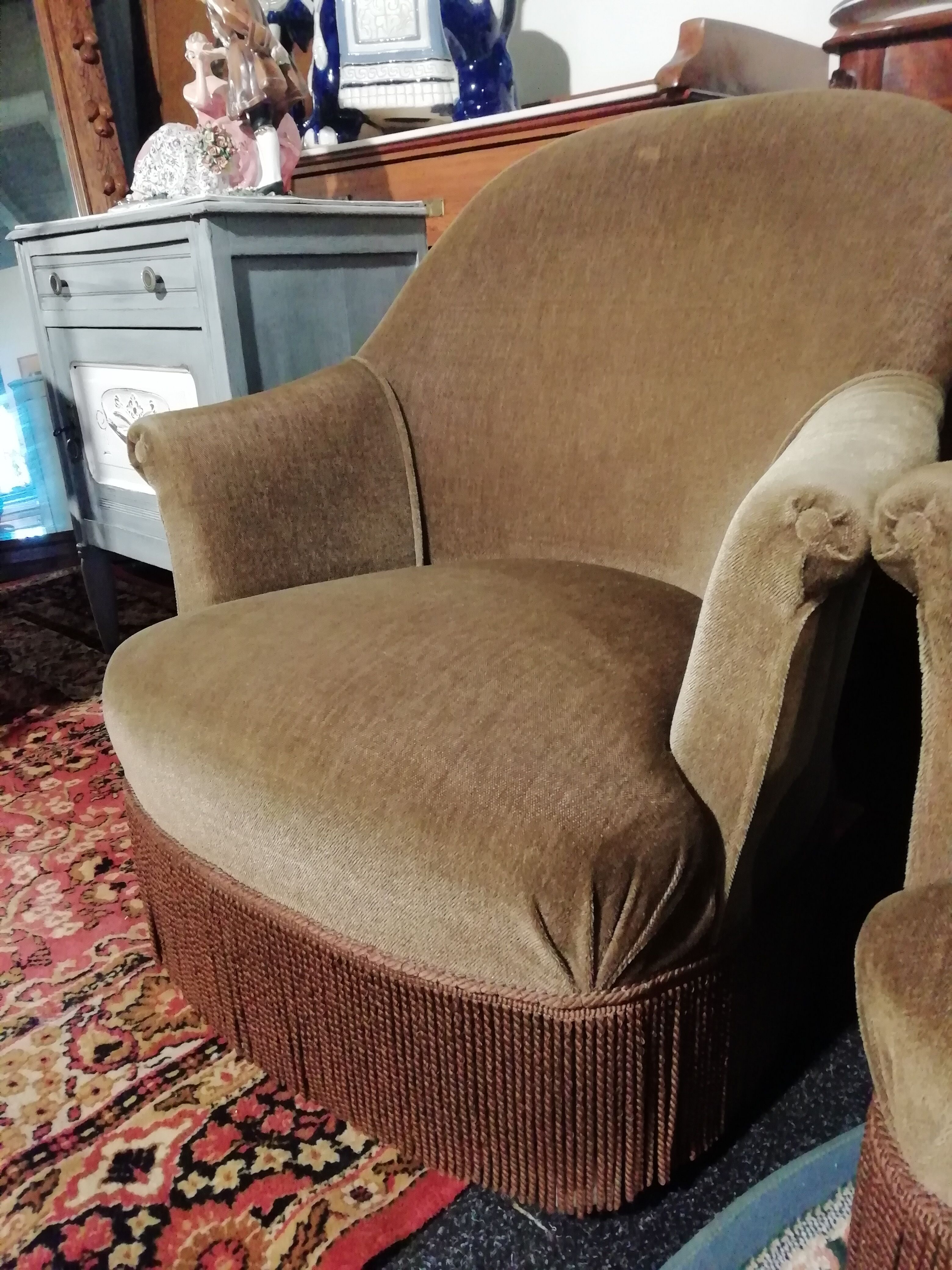Paire de fauteuil Crapaud en velours