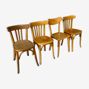 Série de 4 chaises bistrot dépareillées