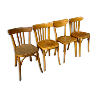 Series of 4 mismatched bistro chairs