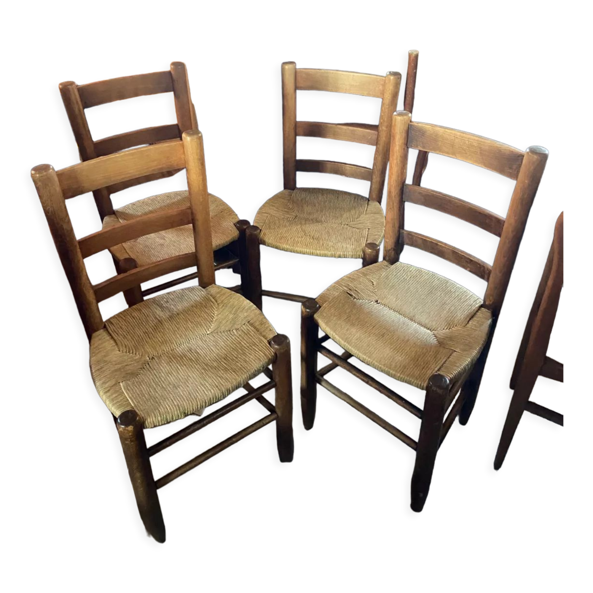 Series of 4 oak chairs mulched 50s