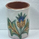 Vintage ceramic, 70" vintage cornflower enameled brush pot to identify