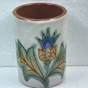 Vintage ceramic, 70" vintage cornflower enameled brush pot to identify