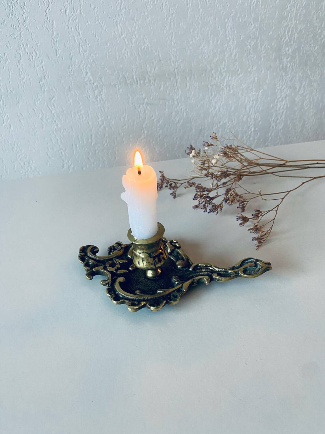 Antique bronze candle holder