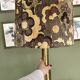 Lampe laiton et velours 1970