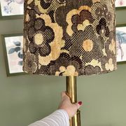 Lampe laiton et velours 1970