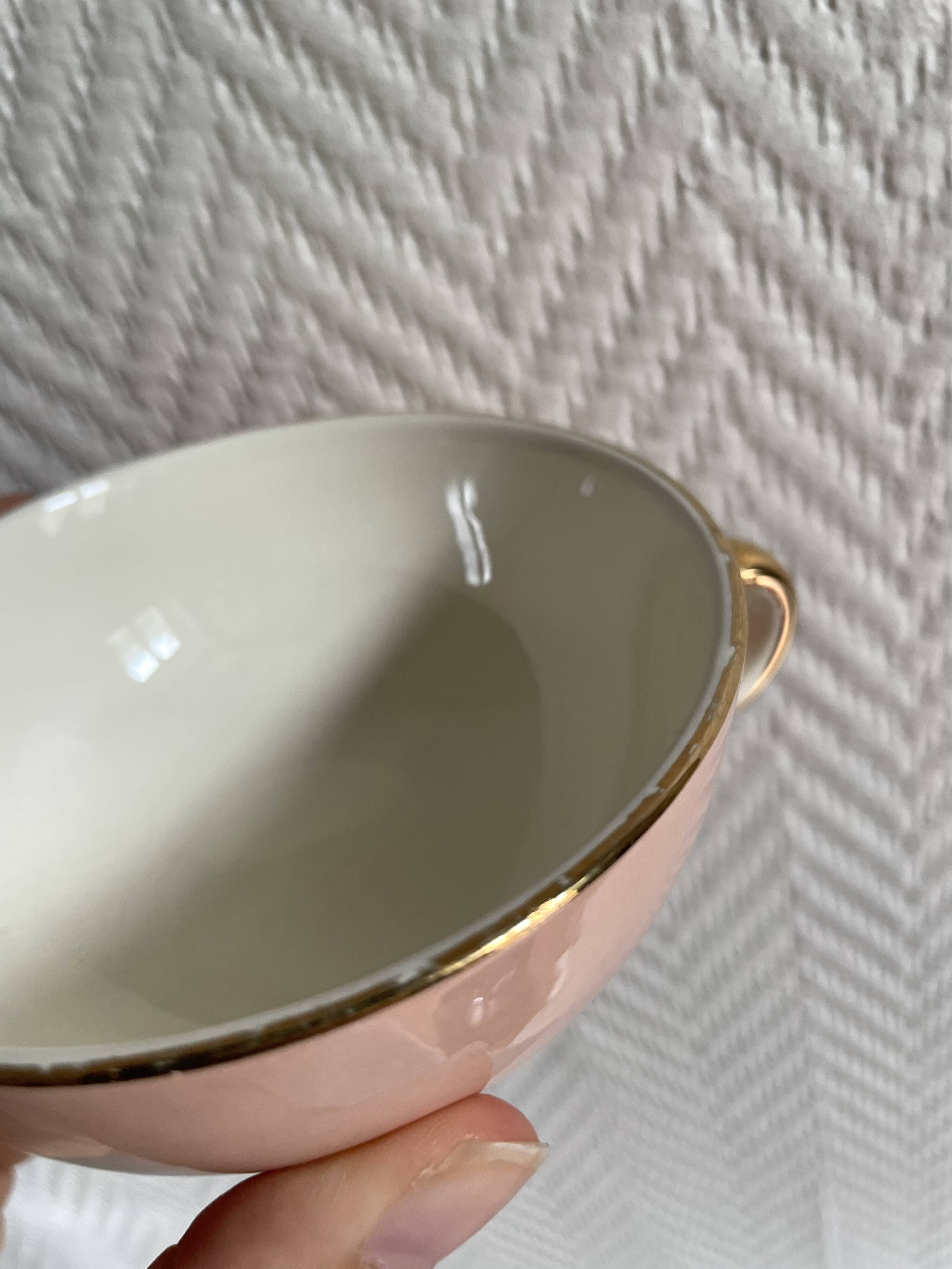 Set of seven pink Villeroy Boch porcelain cups