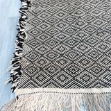 Zanafi Runner Rug, Handmade Moroccan Rug, Flat Berber Wool Runner, Geometric Rug
