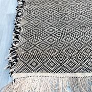 Zanafi Runner Rug, handmade Moroccan rug, flat Berber wool runner, geometric rug.