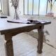 XL farmhouse table in solid oak, brutalist style, 20th century.