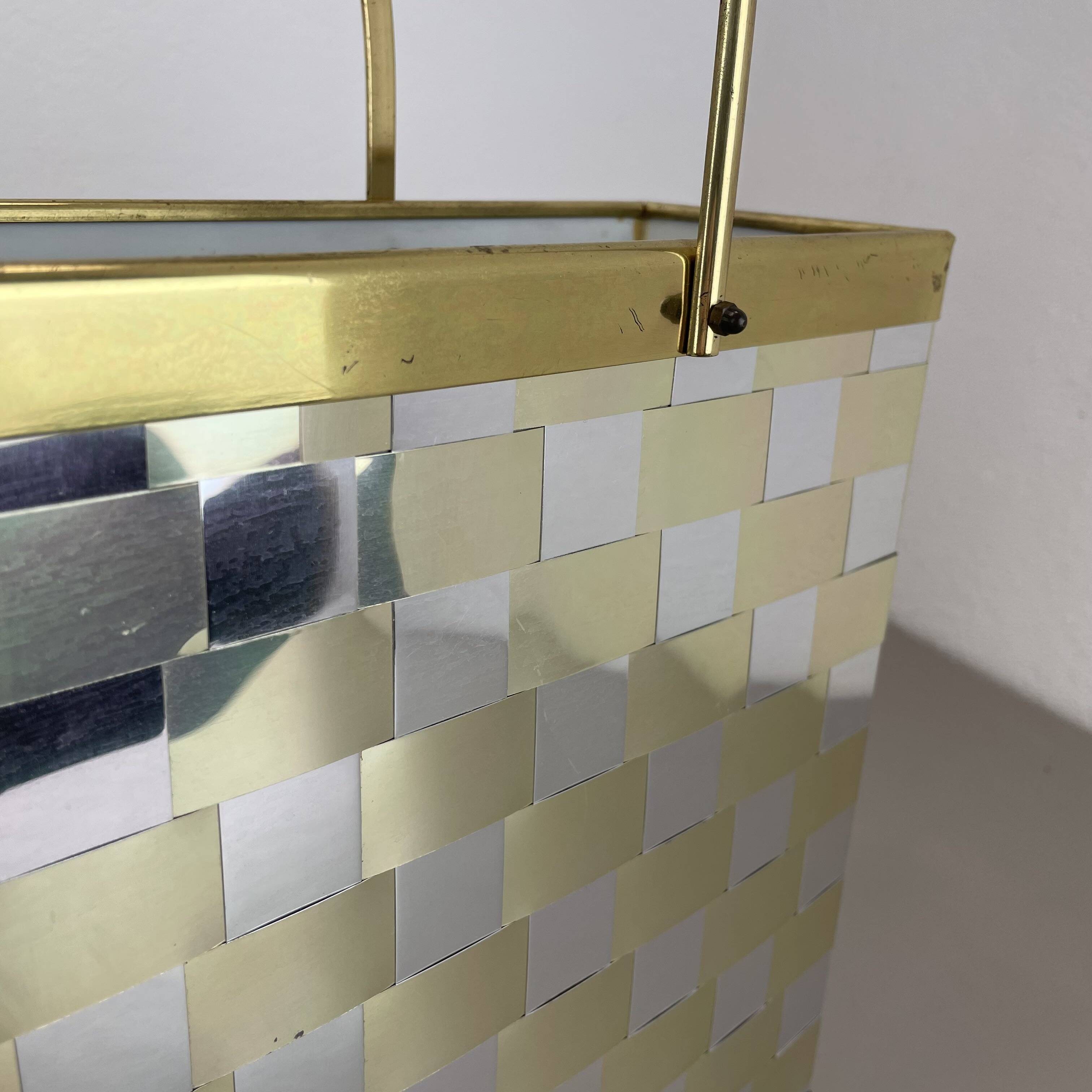Rare hollywood regency paul evans style bicolor magazine holder, italy 1970