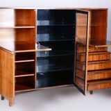 Restored Art Deco Bookcase Sideboard, Walnut, Revived Polish, Czech, 1920s