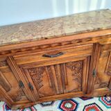 Buffet art déco plateau marbre, meuble vaisselier ancien