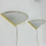 Set of Vintage Glass Wall Lamps with Gold Holder, 1970s