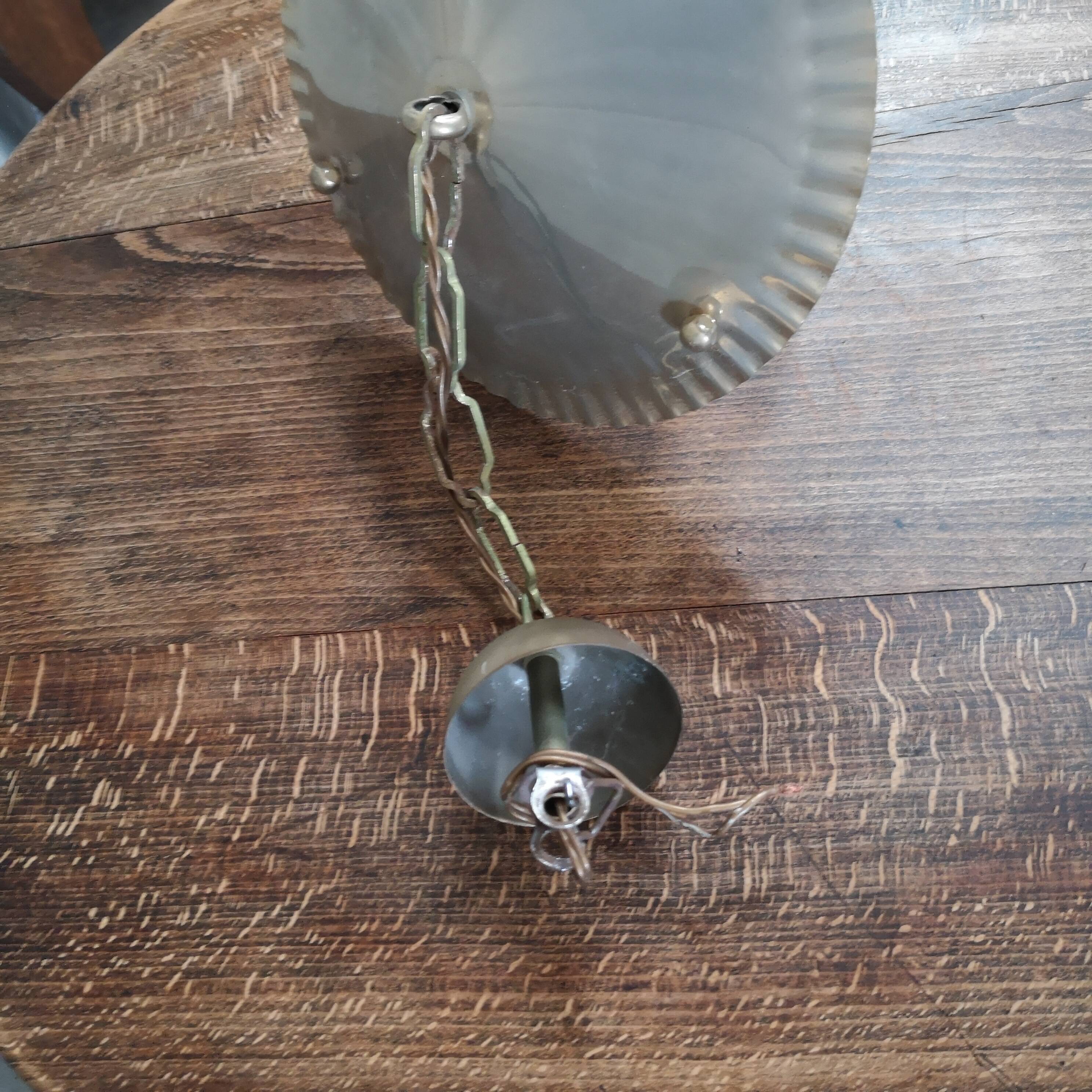 Brass lantern small chain pendant vintage entrance 1950