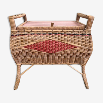 Wicker and rattan toy chest/bench from the 70s