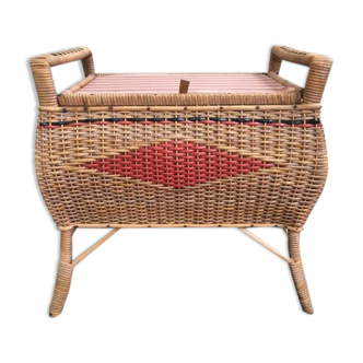 Wicker and rattan toy chest/bench from the 70s