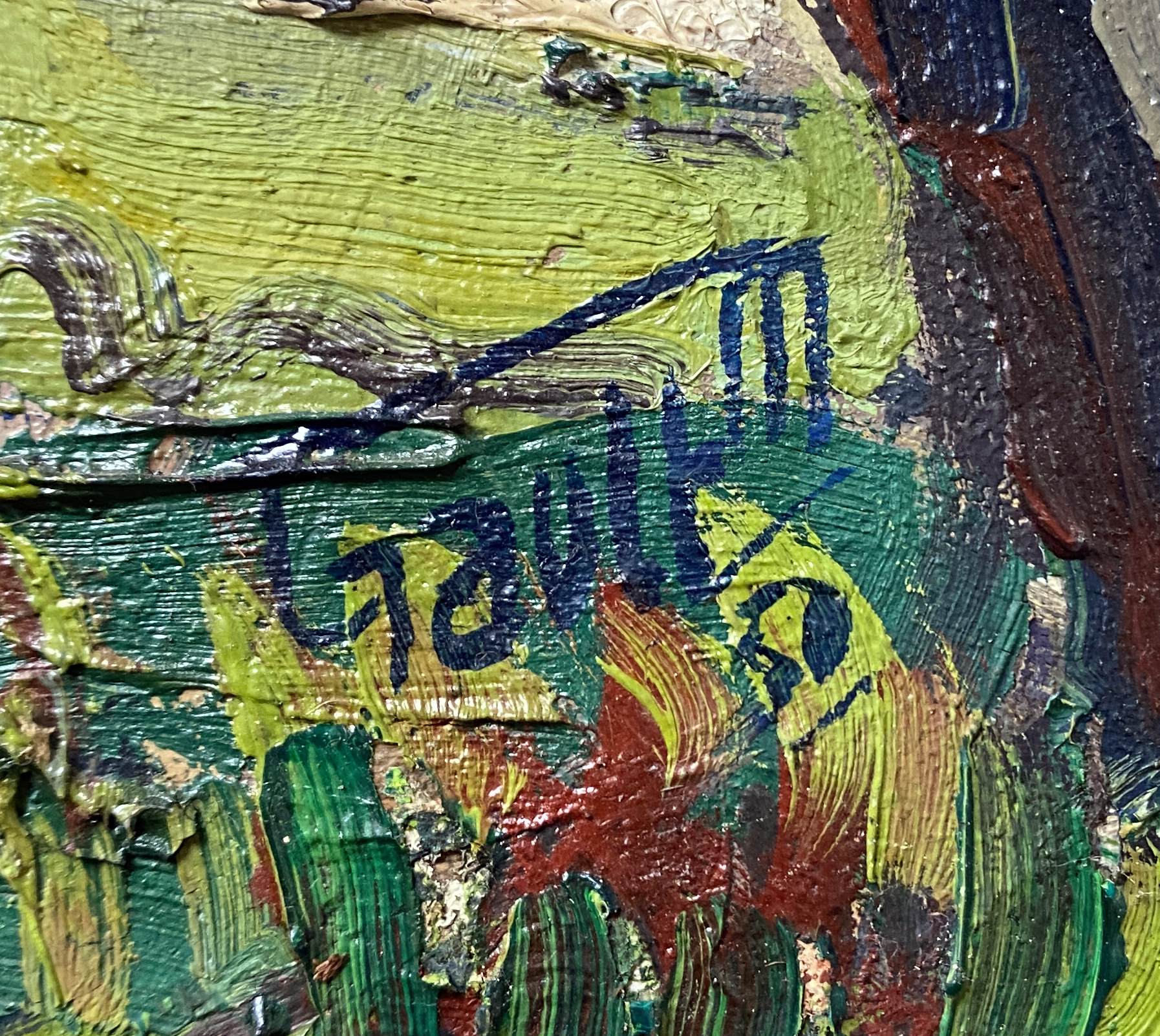 HST painting "Sunny landscape and wooded village" by Marcel GAULT (1899-1989)