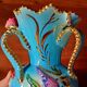 Pair of vintage blue pink ceramic VASES Ceroc Monaco