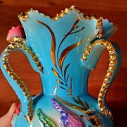 Pair of vintage blue pink ceramic VASES Ceroc Monaco