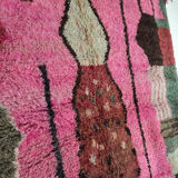 Moroccan Berber carpet Boujaad pink with colorful patterns 304x201cm