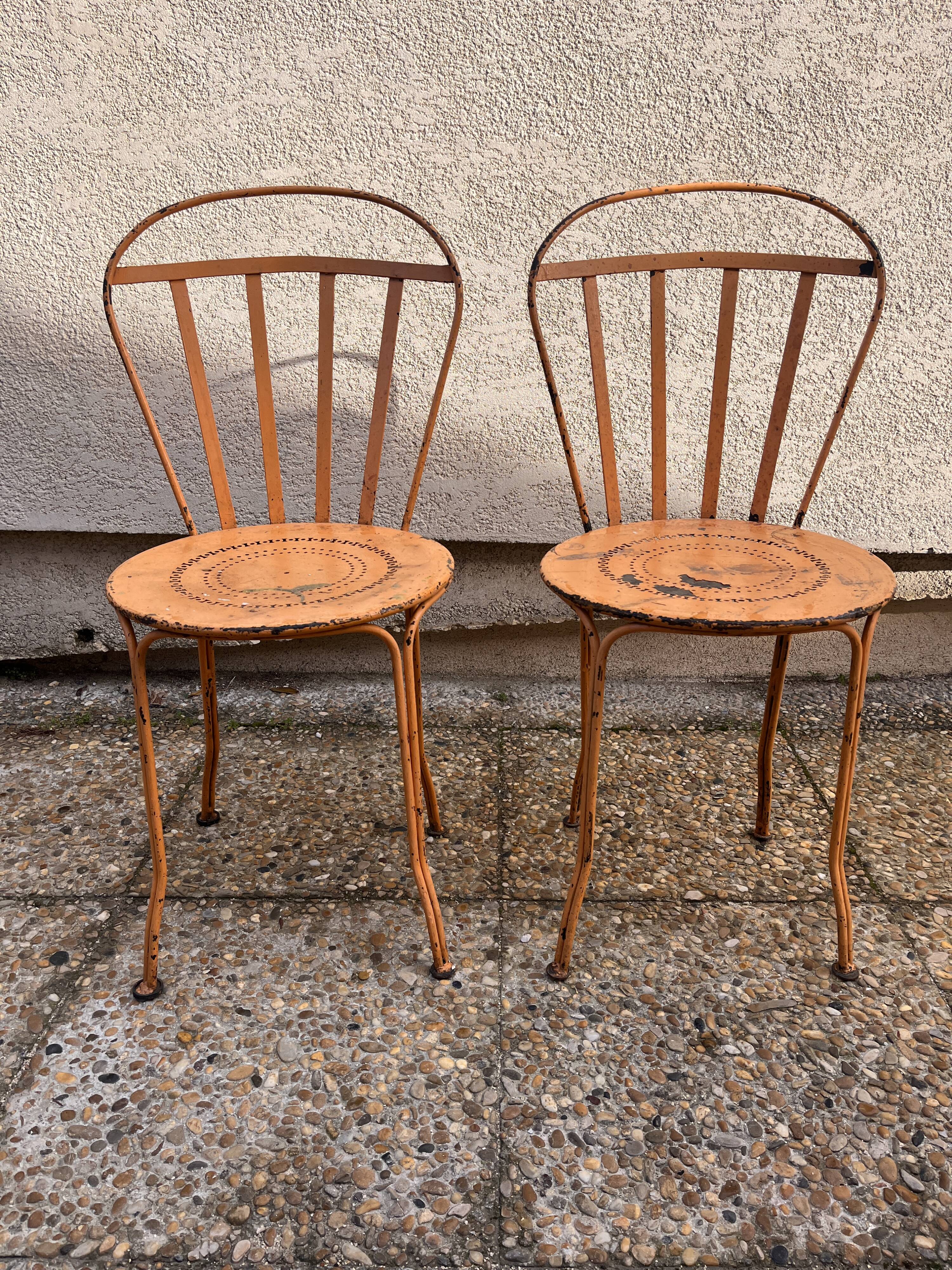 2 chaises montgolfière de jardin vintage