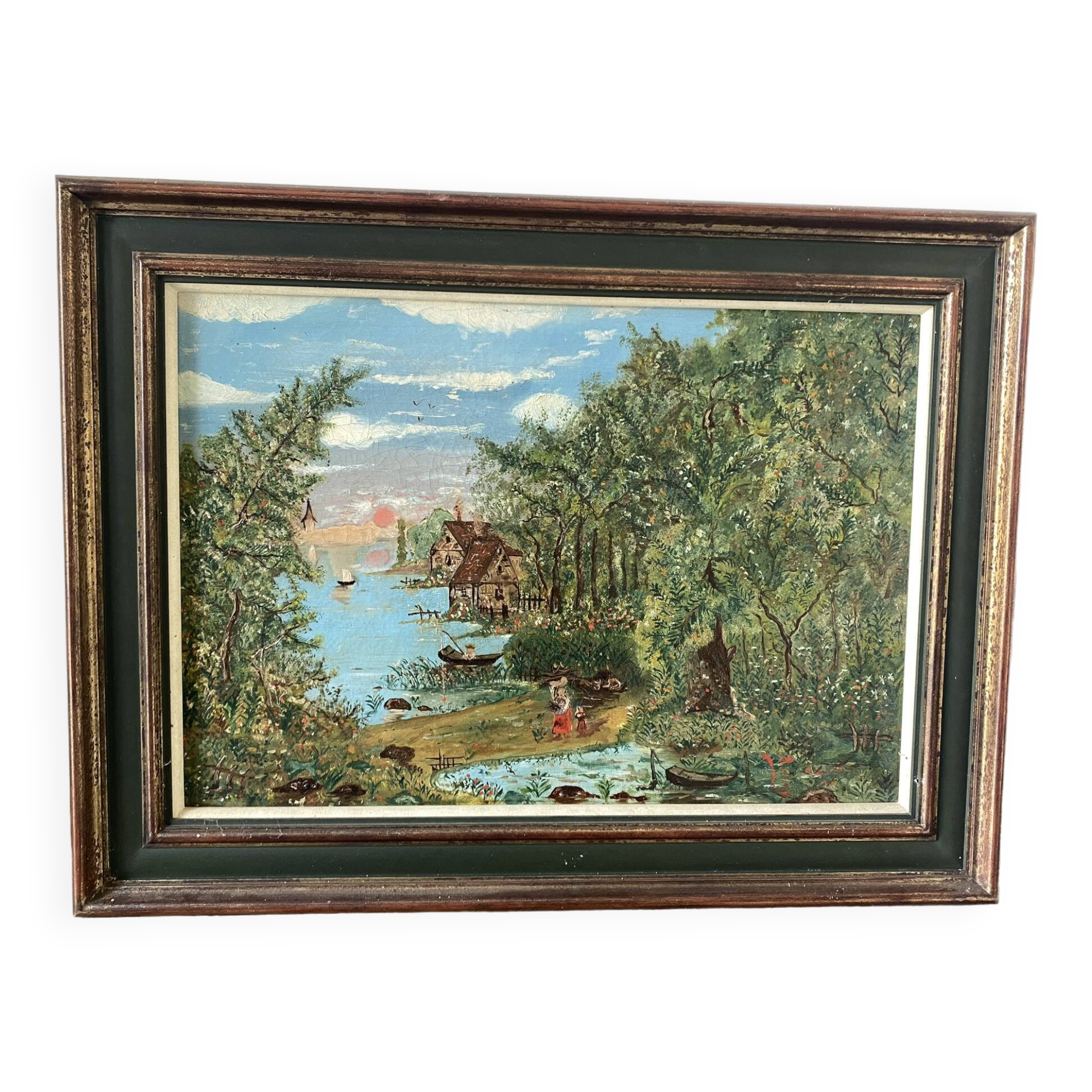 Landscape of houses by the lake