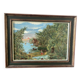 Paysage de maisons au bord du lac