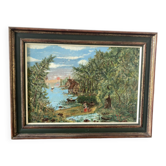 Landscape of houses by the lake