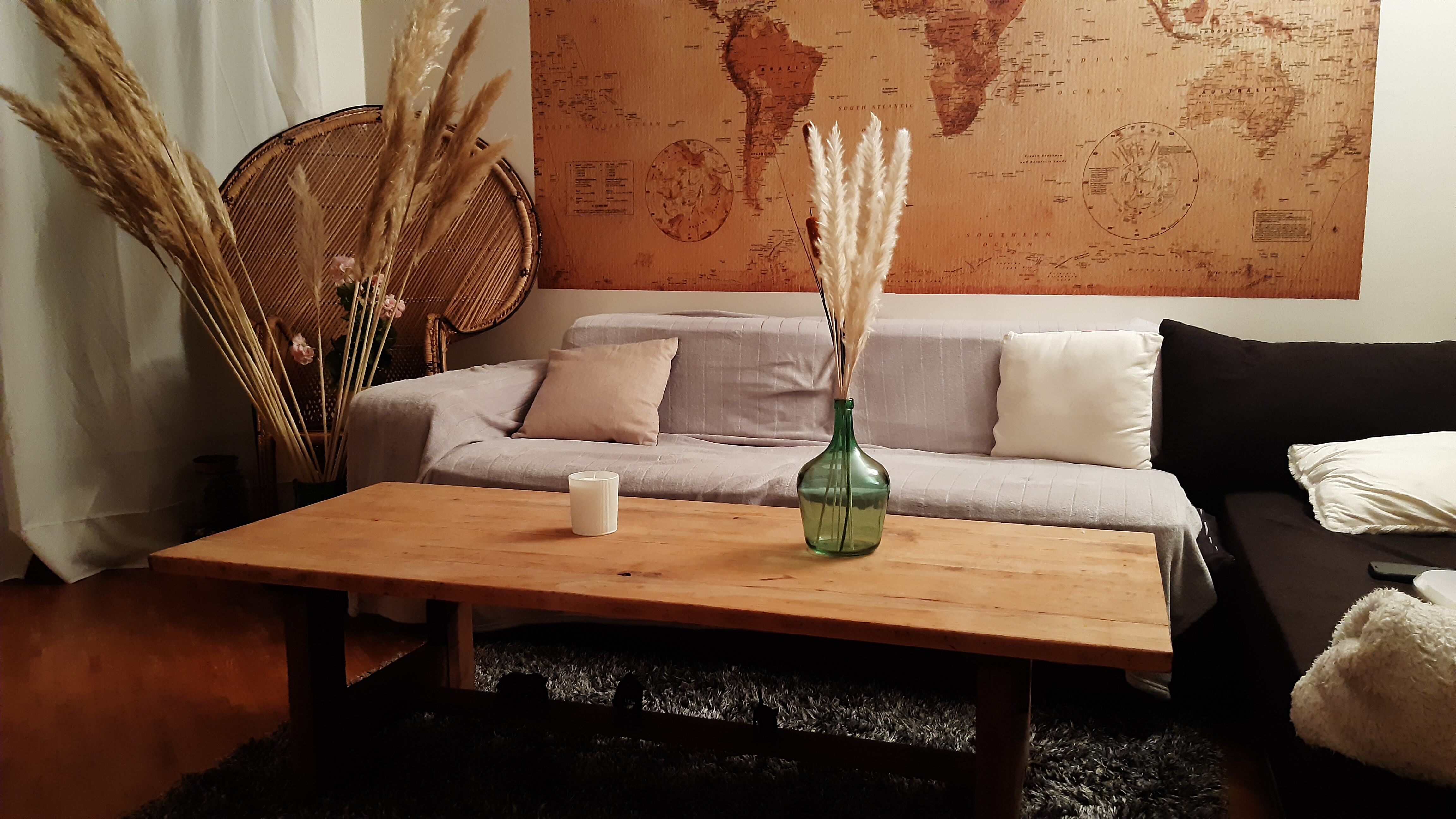 Long coffee table, solid oak