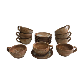 Set of 9 cups and under cups in sandstone