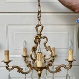 Louis XV style 5-branch brass and tassel chandelier