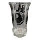 Art Deco Glass Vase with Black Graphic Decoration, France, circa 1940