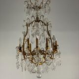 Bronze cage chandelier trimmed with grapevines, early twentieth century