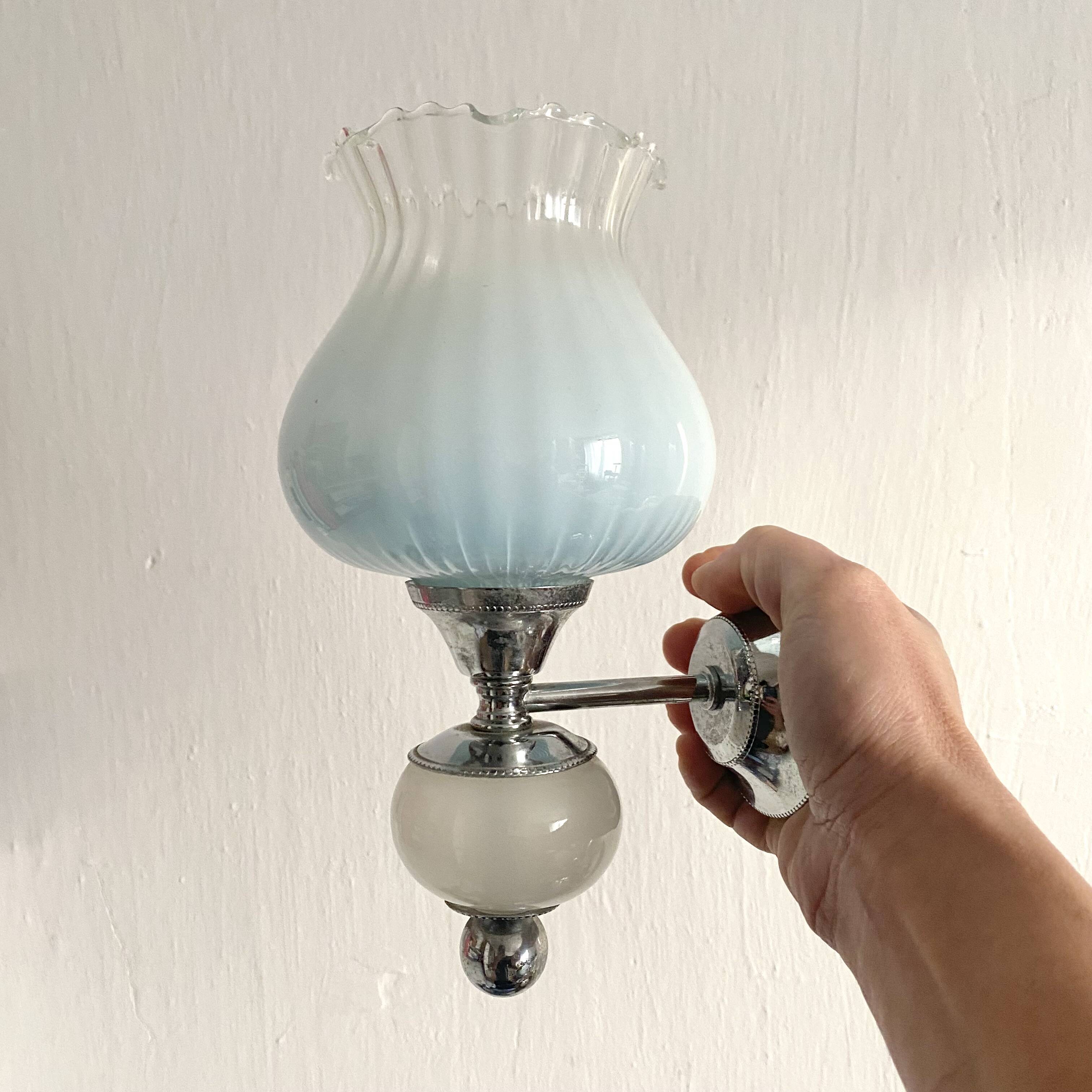 Pair of vintage glass tulip wall lights