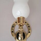 Gilded bronze wall lamp with iron and horse head 1950/1960.