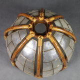 Flower hanging lamp in mother-of-pearl capiz and wicker