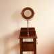 English barbier at the end of the 19th century. Mahogany and brass. Normal and magnifying mirror