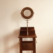 English barbier at the end of the 19th century. Mahogany and brass. Normal and magnifying mirror