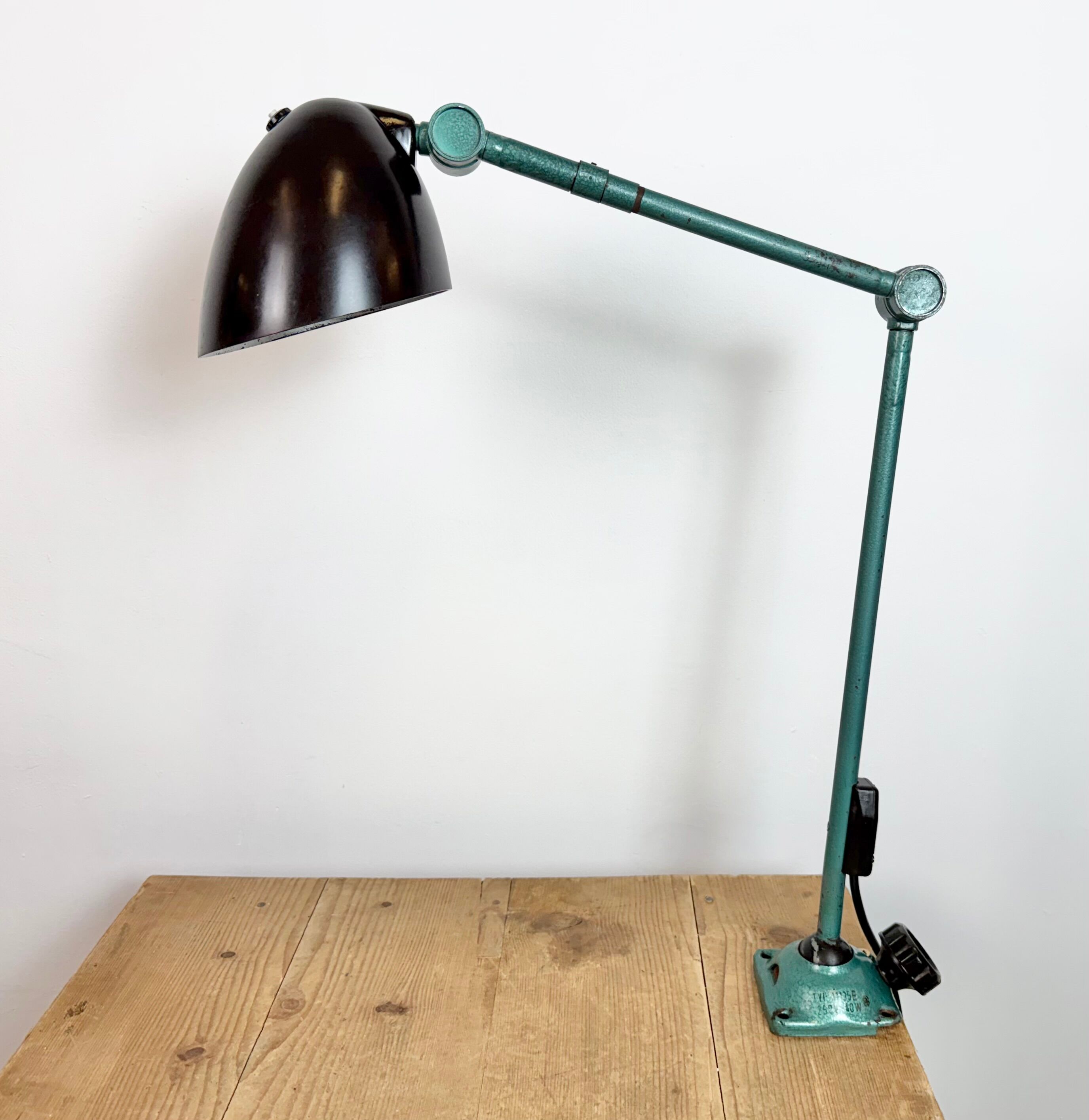 Large Green Industrial Workshop Table Lamp, 1960s