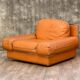 Fauteuil vintage Steiner en cuir havane