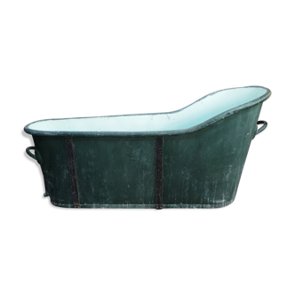 Bathtub in zinc wooden base period 19th