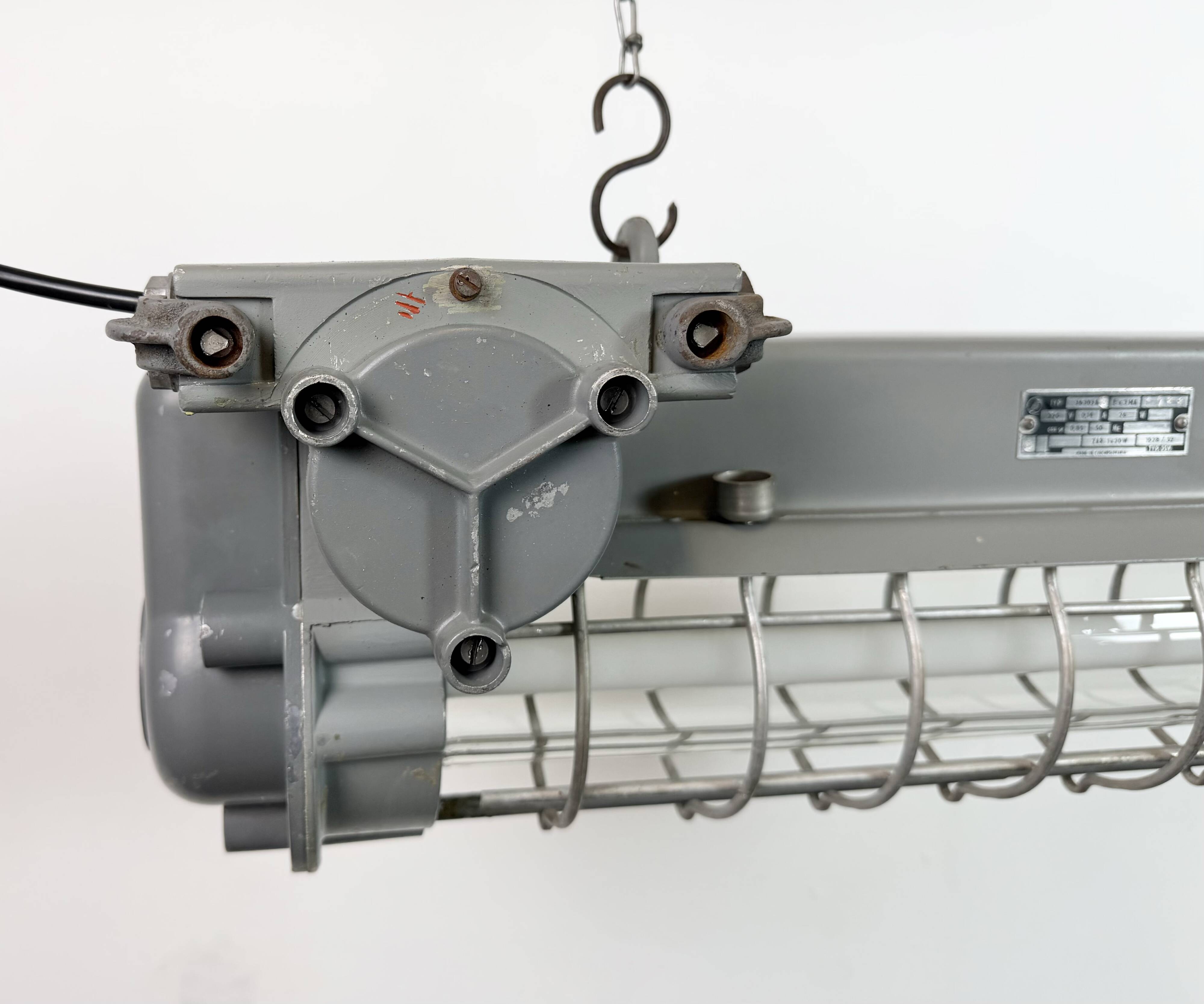 Grey Industrial Hanging Tube Light from Elektrosvit, 1970s