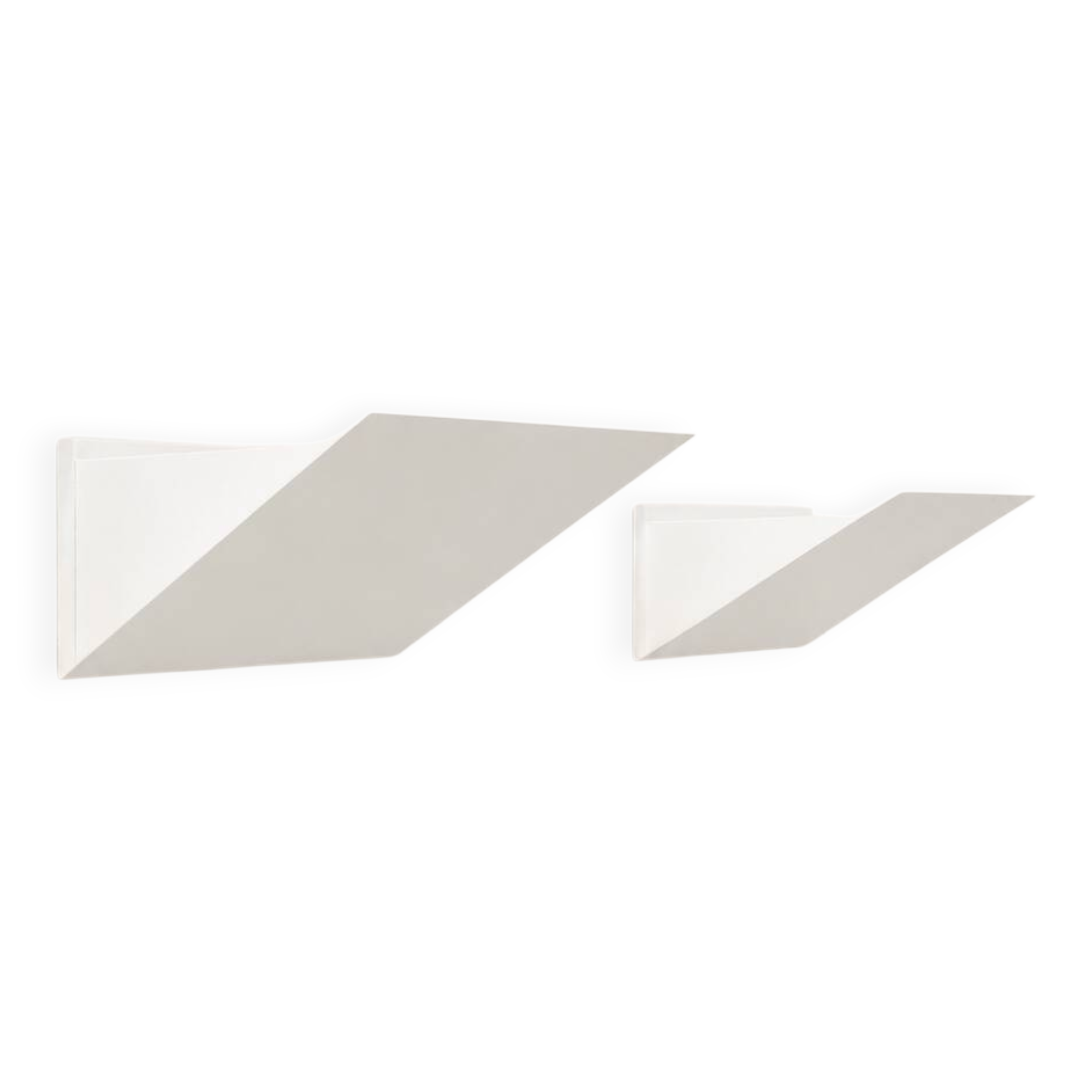 Pair of vintage wall sconces, matte white metal, France, 1970.