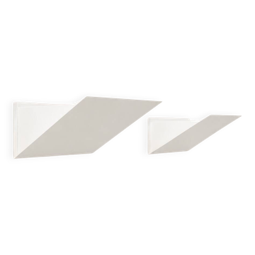 Pair of vintage wall sconces, matte white metal, France, 1970.