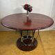 Vintage Art Deco Style Round Dining Table – Oak Top & Chrome Base – Designe