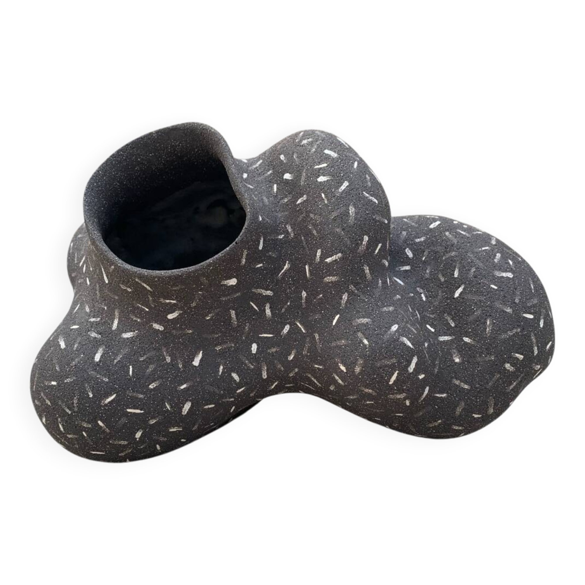 Raw black stoneware vase