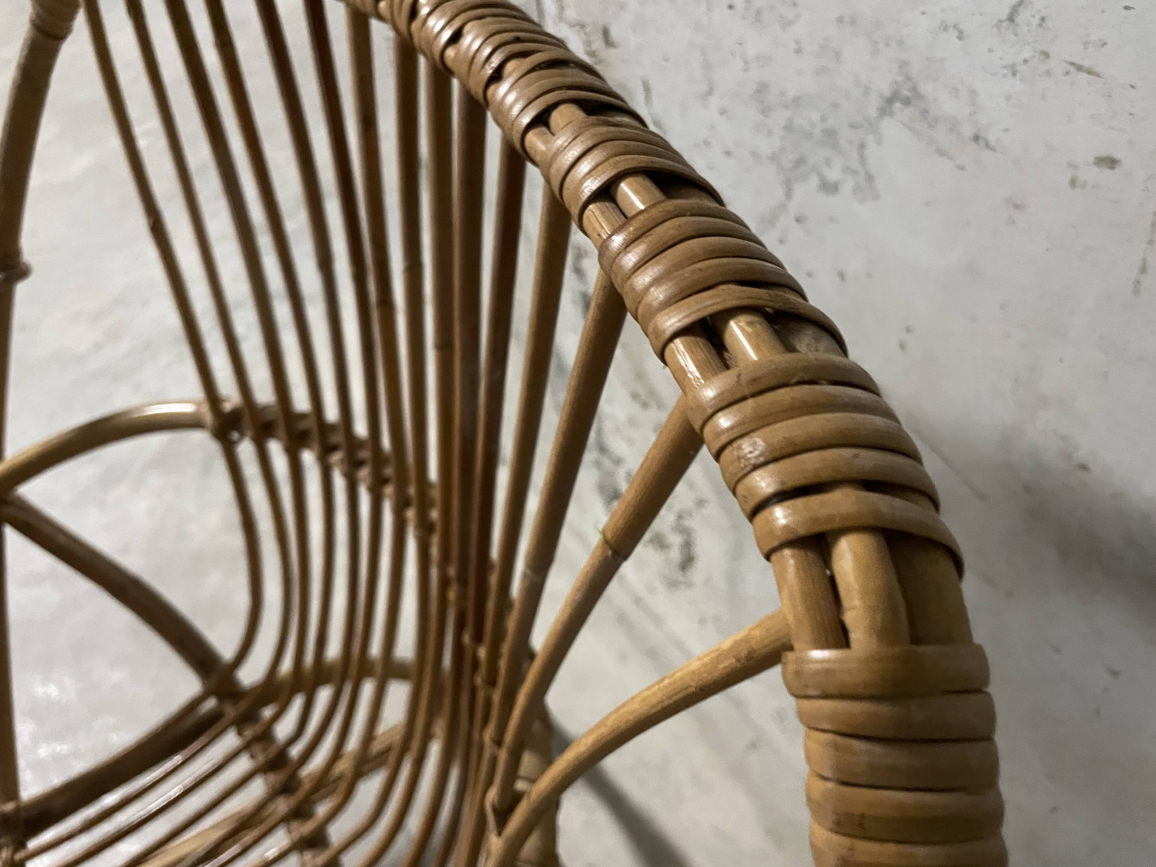 Fauteuil en rotin années 60