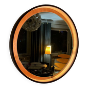 Teak, illuminated mirror, Italy, 1960s