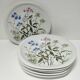 Six flat plates Alcée model porcelain Bernardaud Limoges floral decoration